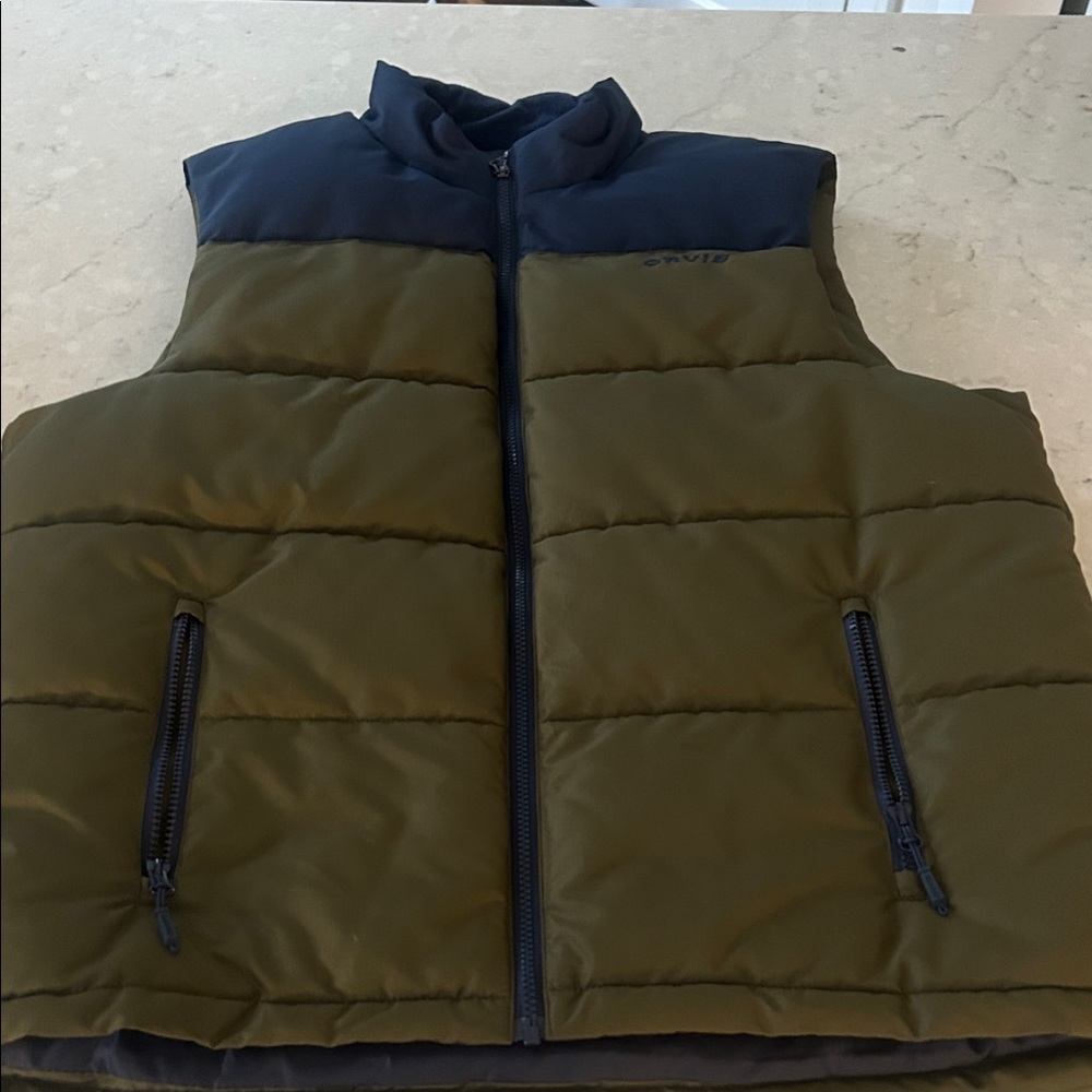 Orvis Olive and Navy Puffer Vest